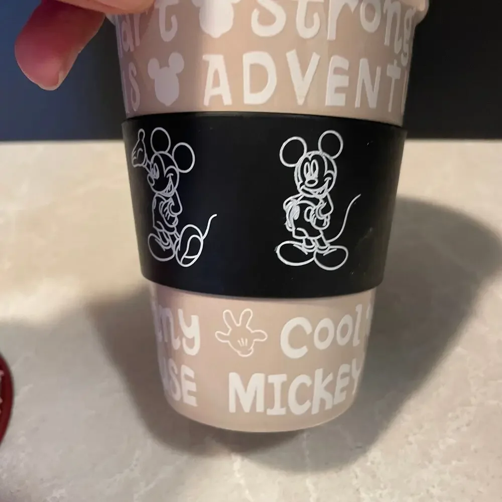 Disney Mickey Mouse and Minnie Mouse tumbler cups  beige and burgundy pink cup